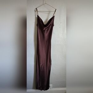 Brown Satin Dress